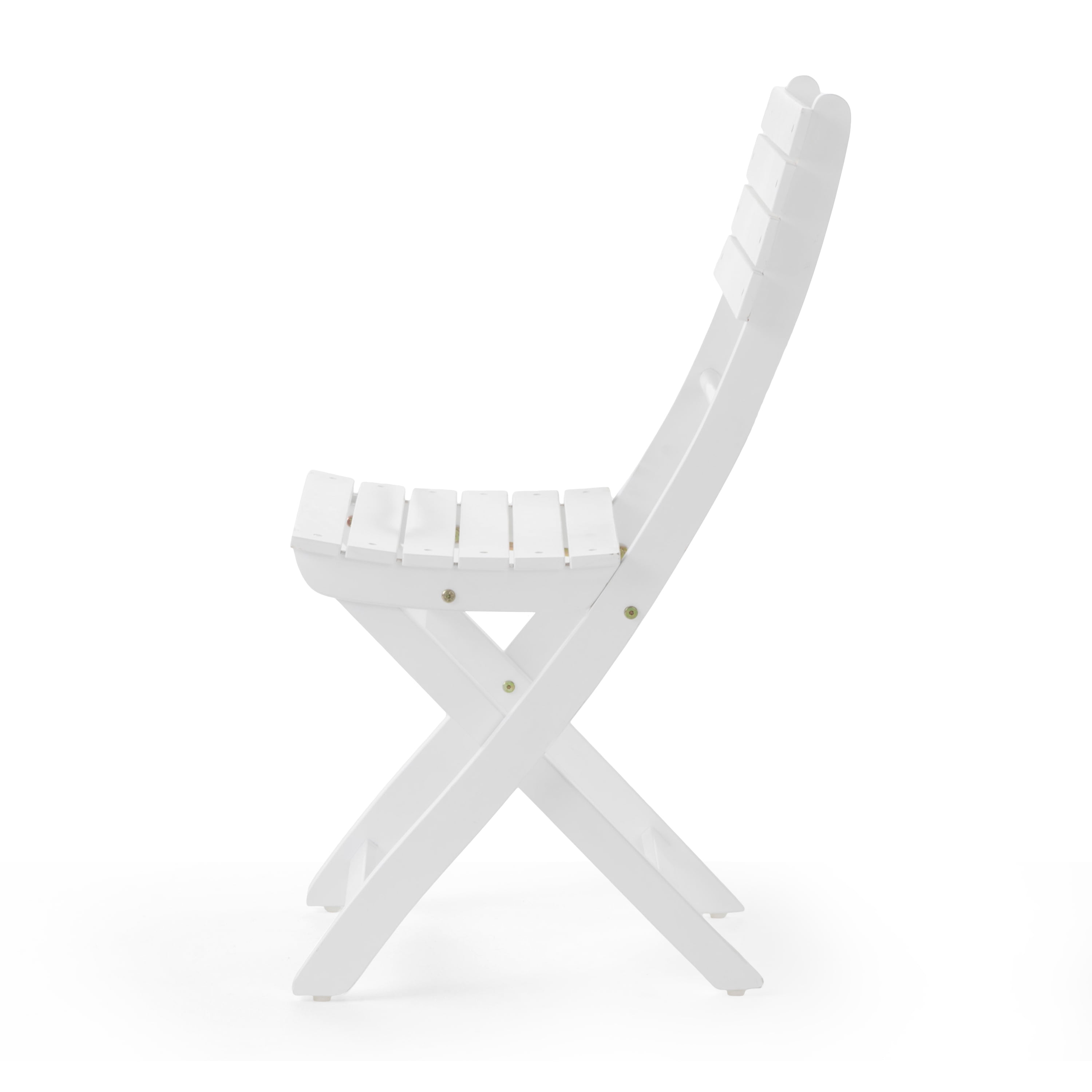 Outdoor Foldable Dining Chair Set of 2, Portable Acacia Wood Leisure Seats for Patio Garden, White