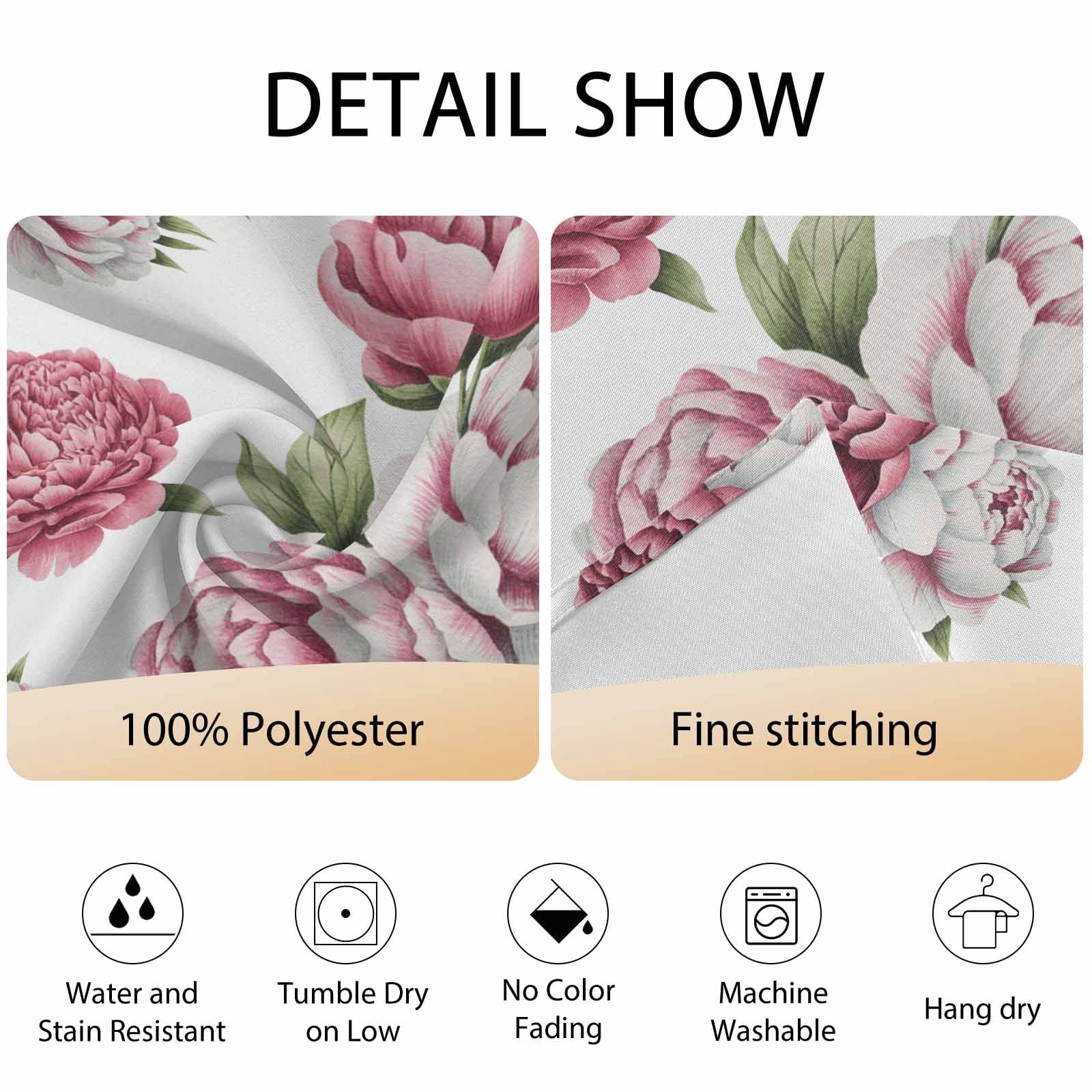 Round Tablecloth Pink Rose Vintage Floral Waterproof Oil Proof Polyester Table Cloth Cover Decor for Home Dining Outdoor,Patio,Parties, 54" Dia. Watercolor Flower Pattern