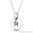 thumbnail image 3 of Initial Letter "R" Engraved Tiny 11x8mm (0.4"x0.3") Circle Pendant & Chain Necklace in .925 Sterling Silver, 3 of 3