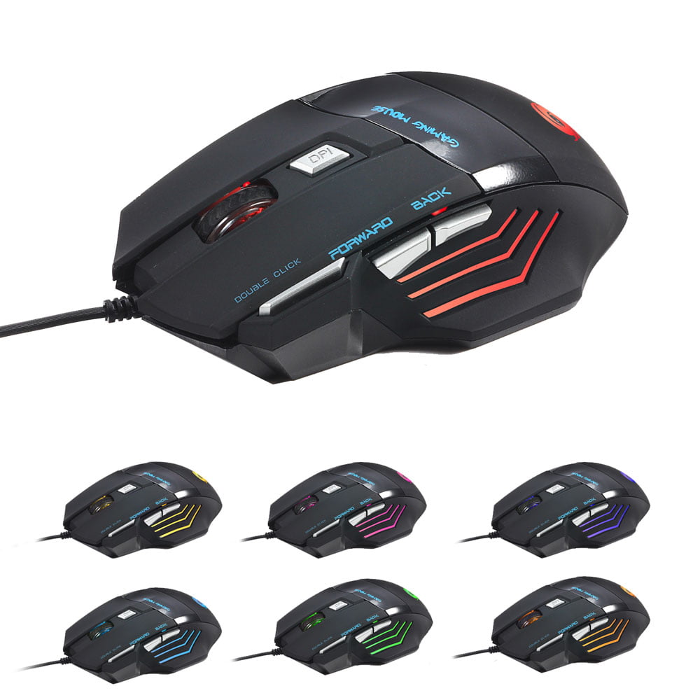 Wired Game Mouse Black With Fantastic Alternating Light USB 2.0 7-Buttons 