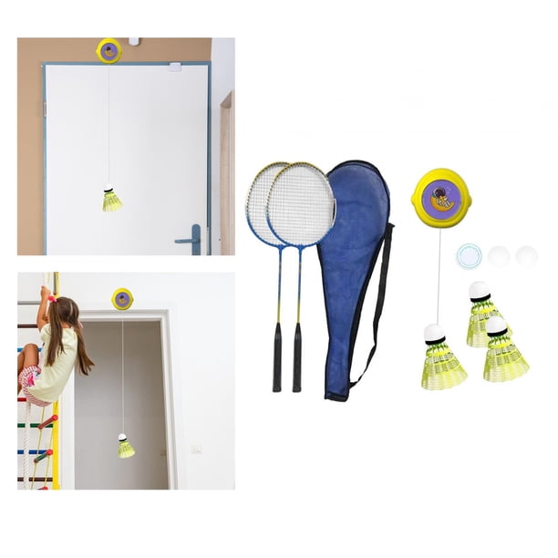 Entrenador de bádminton Colamx para interiores autopráctica 3 pelotas 2 raquetas amarillas