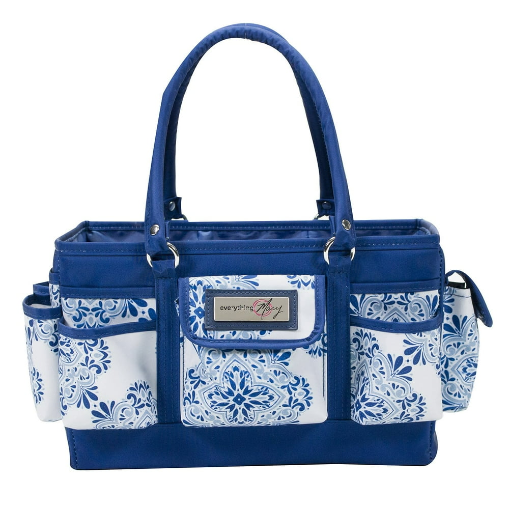 Everything Mary Blue Deluxe Store and Tote Storage Craft Bag Organizer for Crafts, Sewing
