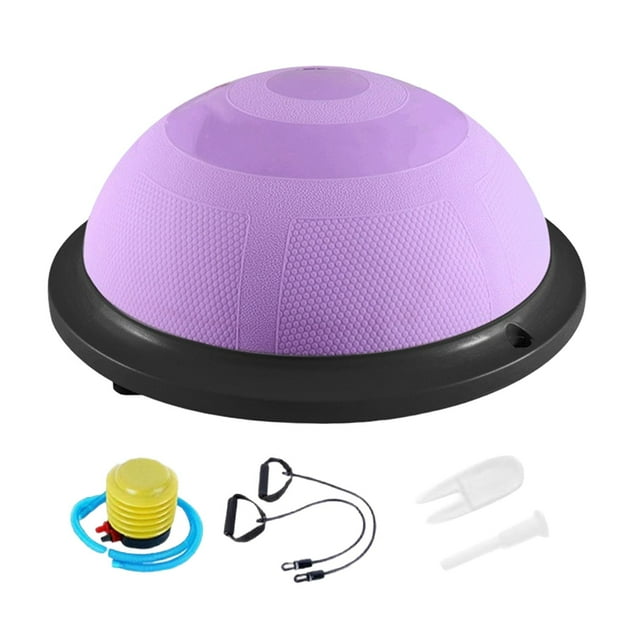 Almencla Balance Ball with Resistance Bands and Pump,Fitness,Core Training,Anti Slip Half Exercise Ball Balance Training for Gymnastic purple