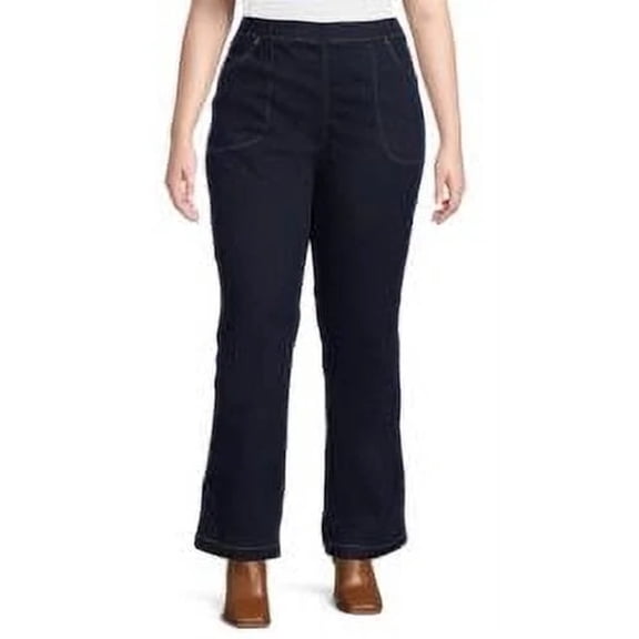 Just My Size Women's Plus Size 4-Pocket Stretch Bootcut Jeans, 5X Average, Dark Blue
