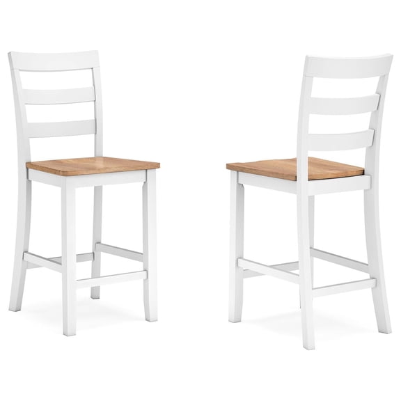 Signature Design by Ashley Gesthaven Solid Wood Frame Counter Height Barstool, Set of 2, White/Natural