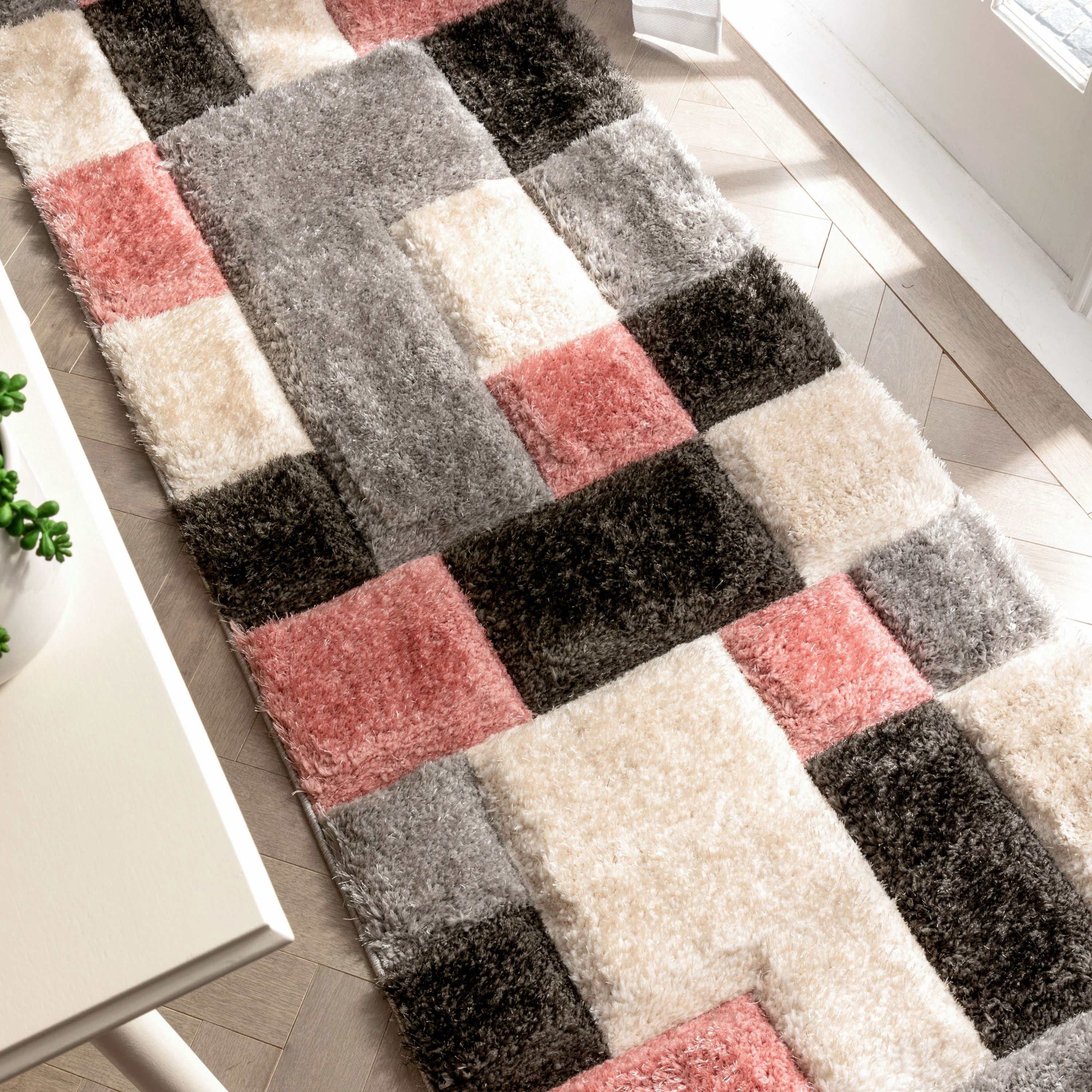 Well Woven San Francisco Escondido Escondido Blush Modern Geometric 3D Textured 2'7" x 9'10" Runner Area Rug