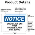 thumbnail image 2 of (2 Pack) Emergency Exit Only Audible Alarm Will Sound OSHA Notice Sign, 2 of 7