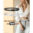 thumbnail image 2 of Timarkment 2pcs Belts for Womens Solid Color Belt Silver Pin Buckle Black Silver Women Leather Belts, 2 of 8