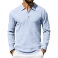 thumbnail image 6 of JAJAHO Mens Linen Long Sleeve Polo Shirt Classic Button Down Collar Casual Business Relaxed Fit Breathable Summer Lightweight Top Versatile Tops, 6 of 9