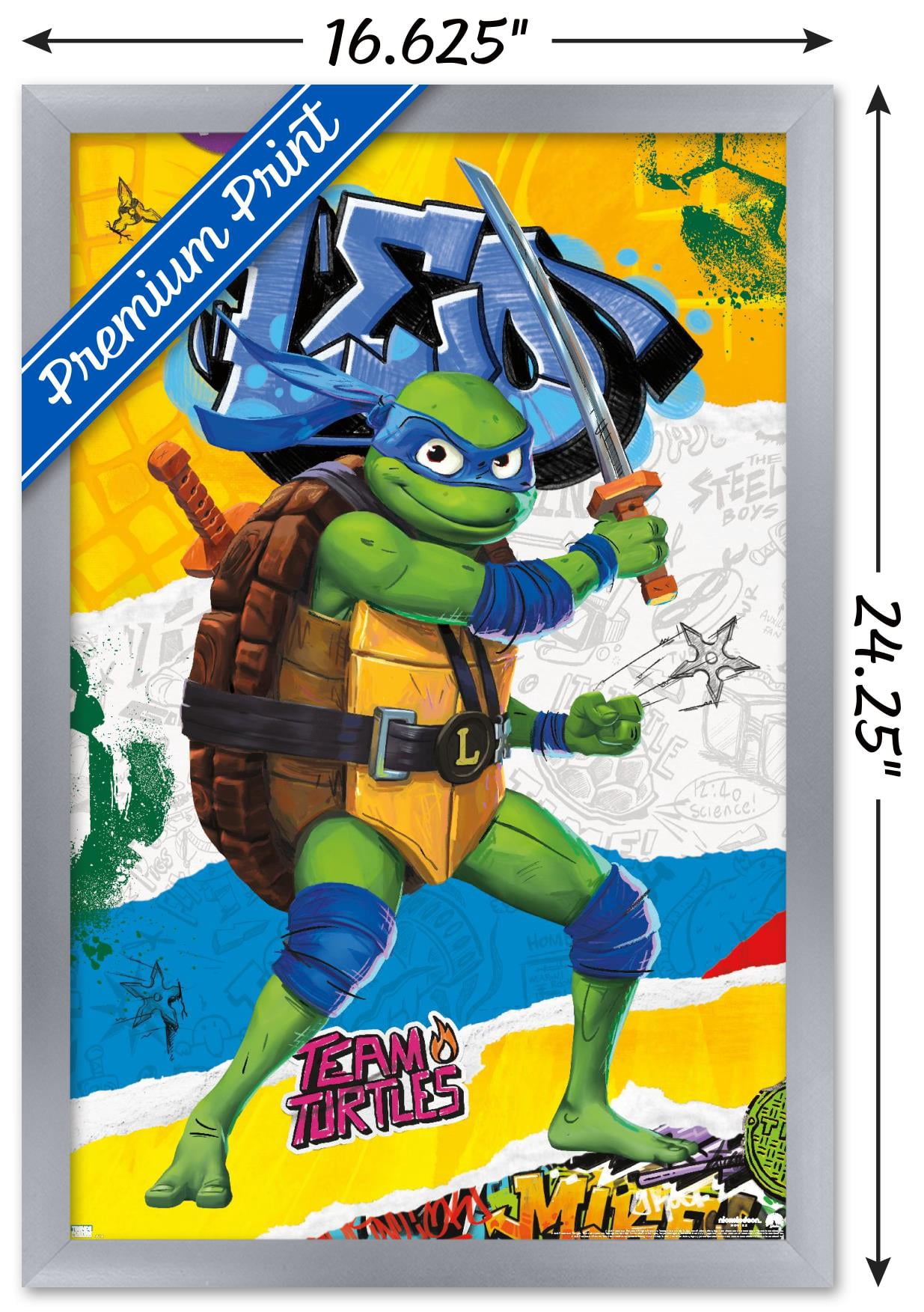 Teenage Mutant Ninja Turtles: Mutant Mayhem - Leonardo Wall Poster, 14.725" x 22.375" Framed