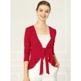 thumbnail image 2 of Cardigan Dobladillo Rizado Allegra K RebeDe Punto rojo M, 2 of 6