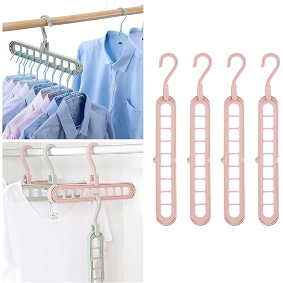 4 Pack-Closet-Organizers-and-Storage, Magic Hangers Space Saving for Clothes, Closer Organizer Space Saver Hanger Organizer for Multipurpose, Dorm Room Essentials, Pink
