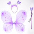 thumbnail image 1 of Conjunto de 3 piezas para niños, diadema de mariposa, varita de alas, traje de fotografía de verano para niñas, amarillo, verde, morado, rosa, accesorios de cuento de hadas, 1 of 4