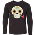 thumbnail image 3 of Inktastic Día de los Muertos Skull with Flower Long Sleeve Youth T-Shirt, 3 of 5
