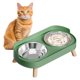 thumbnail image 3 of Comedero elevado para gatos, juego de comedero y bebedero elevado, a prueba de salpicaduras, con 2 comederos de acero inoxidable, color verde., 3 of 8