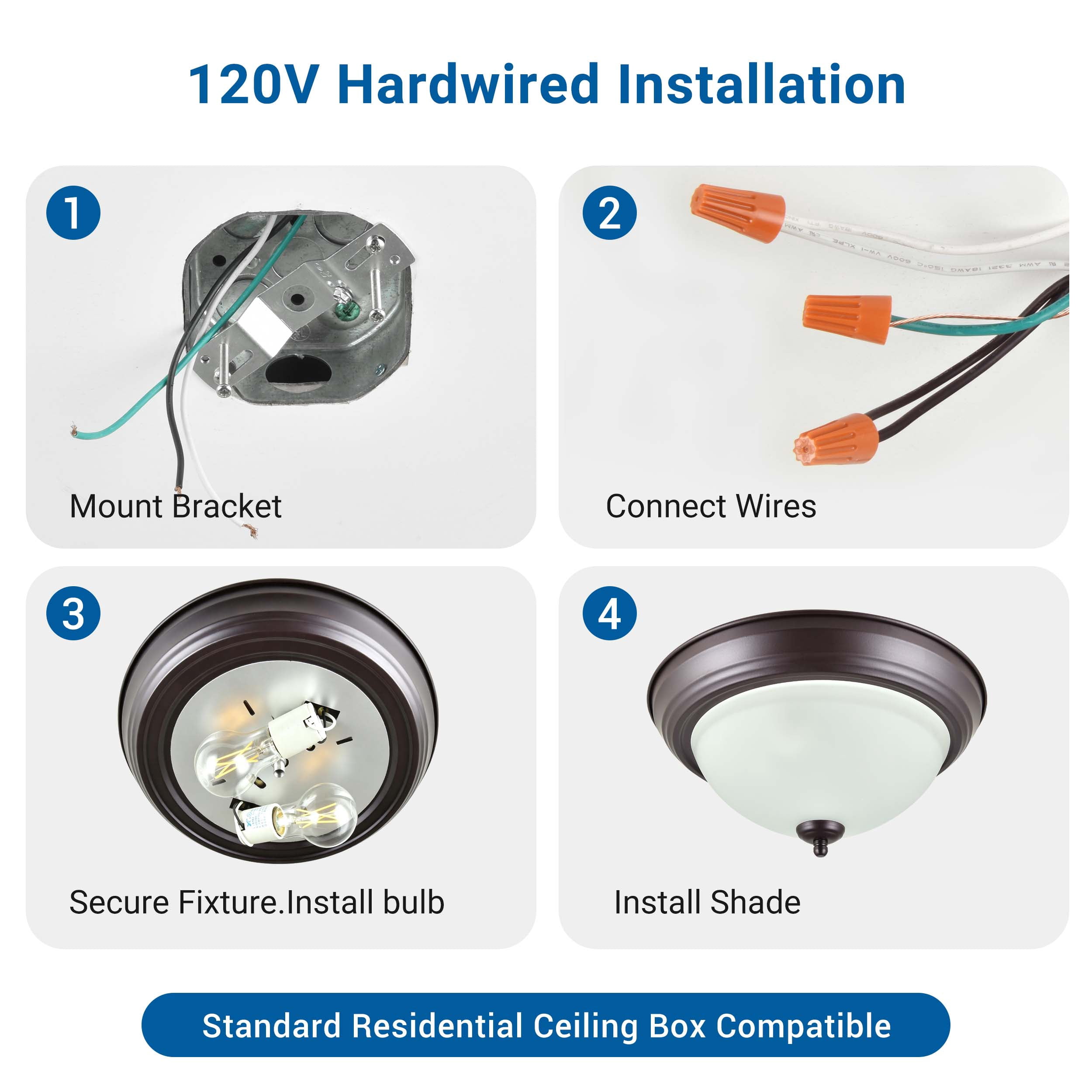 Mainstays 13.31 in Flush Mount Ceiling Light, Bronze Finish, Bulb Not Included