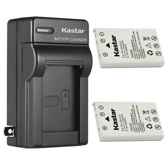 Kastar 2-Pack Battery and AC Wall Charger Replacement for Nikon EN-EL5 CP1 Battery, Nikon MH-61 Charger, Nikon Coolpix P530, Coolpix P5000, Coolpix P5100, Coolpix P6000, Coolpix S10, Coolpix P4 Camera