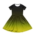 thumbnail image 3 of XADYUY Summer Dress for Girls 7-8 Casual A-Line Short Sleeve Midi Dress Gradient Crew Neck Sundresses Swing Dresses with Pockets,5-6Years,Green, 3 of 6