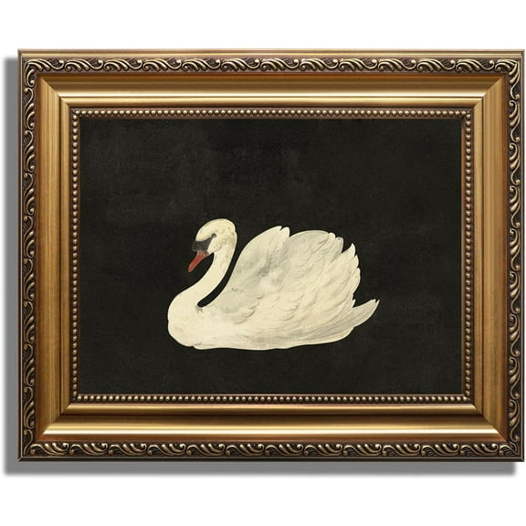 Vintage Unframed Wall Art for Living Room White Swan Vintage Painting Canvas Wall Art Prints for Bathroom Wall Decor Classical Animal Vintage Wall Decor Aesthetic for BedRoom