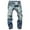 Light Blue, variant on Miqool Men's Ripped Denim Jeans Retro Button Fly Straight Leg Slim Fit Skinny Stretch Distressed Destroyed Washed Denim Pants