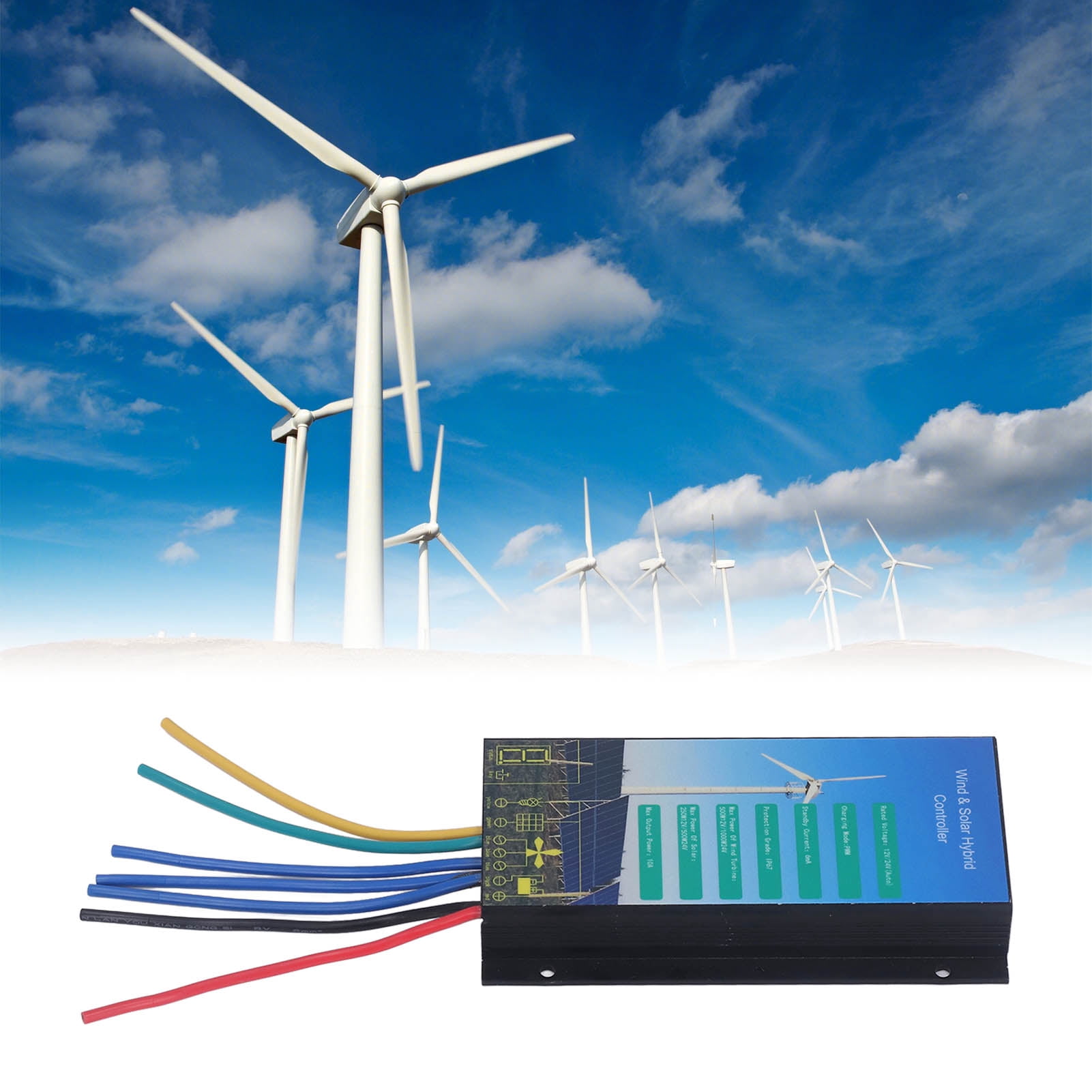 Wind & Solar Hybrid Charge Controller IP67, Auto Adjustment for Wind Turbine Generator, 12/24V Compatible, Ideal for Street Light & Off-Grid Applications