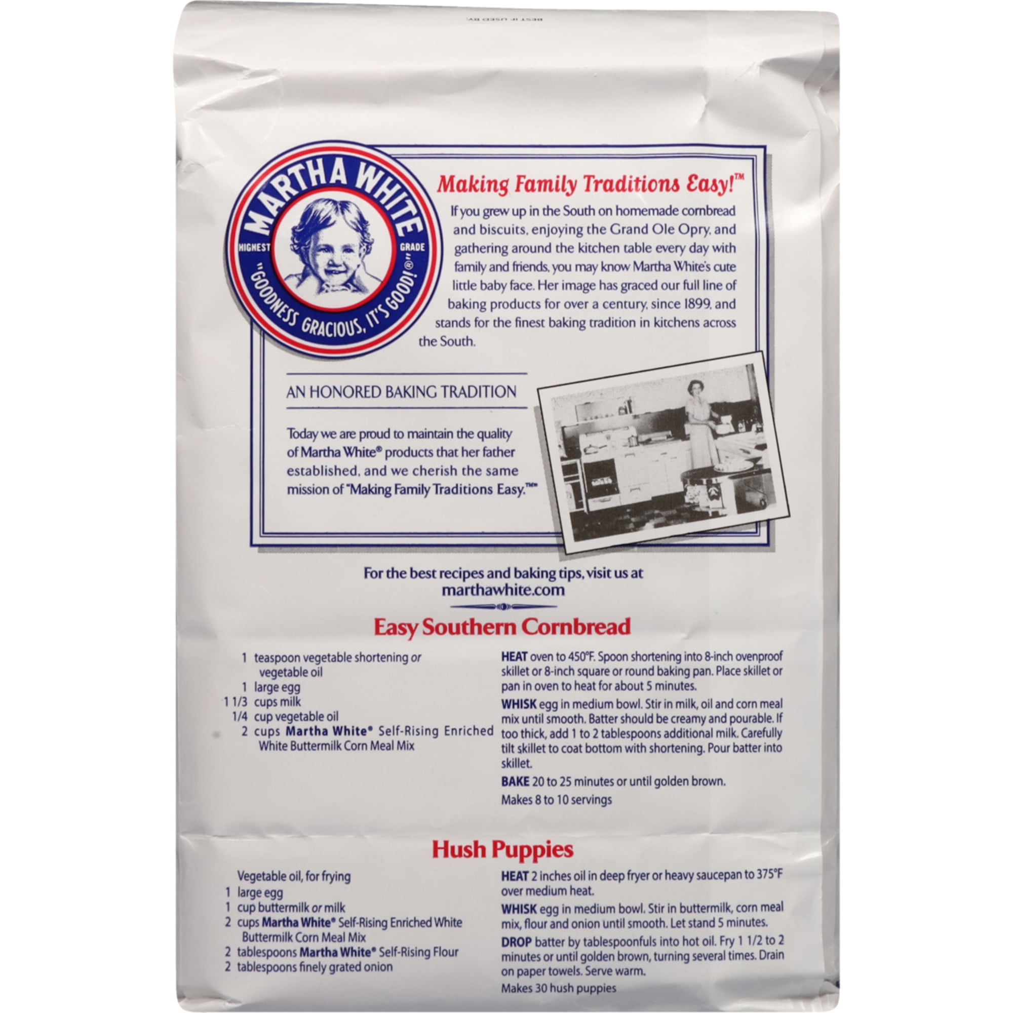 (8 pack) Martha White Self Rising Buttermilk Corn Meal Mix with Hot Rize, 5 Lb Bag