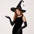 thumbnail image 4 of Breezora Halloween Witch Hat Set with Ruched Long Gloves for Women Costume Accessory Black Pointed Cap Dress Up Prop for Party Club Cosplay, 4 of 5
