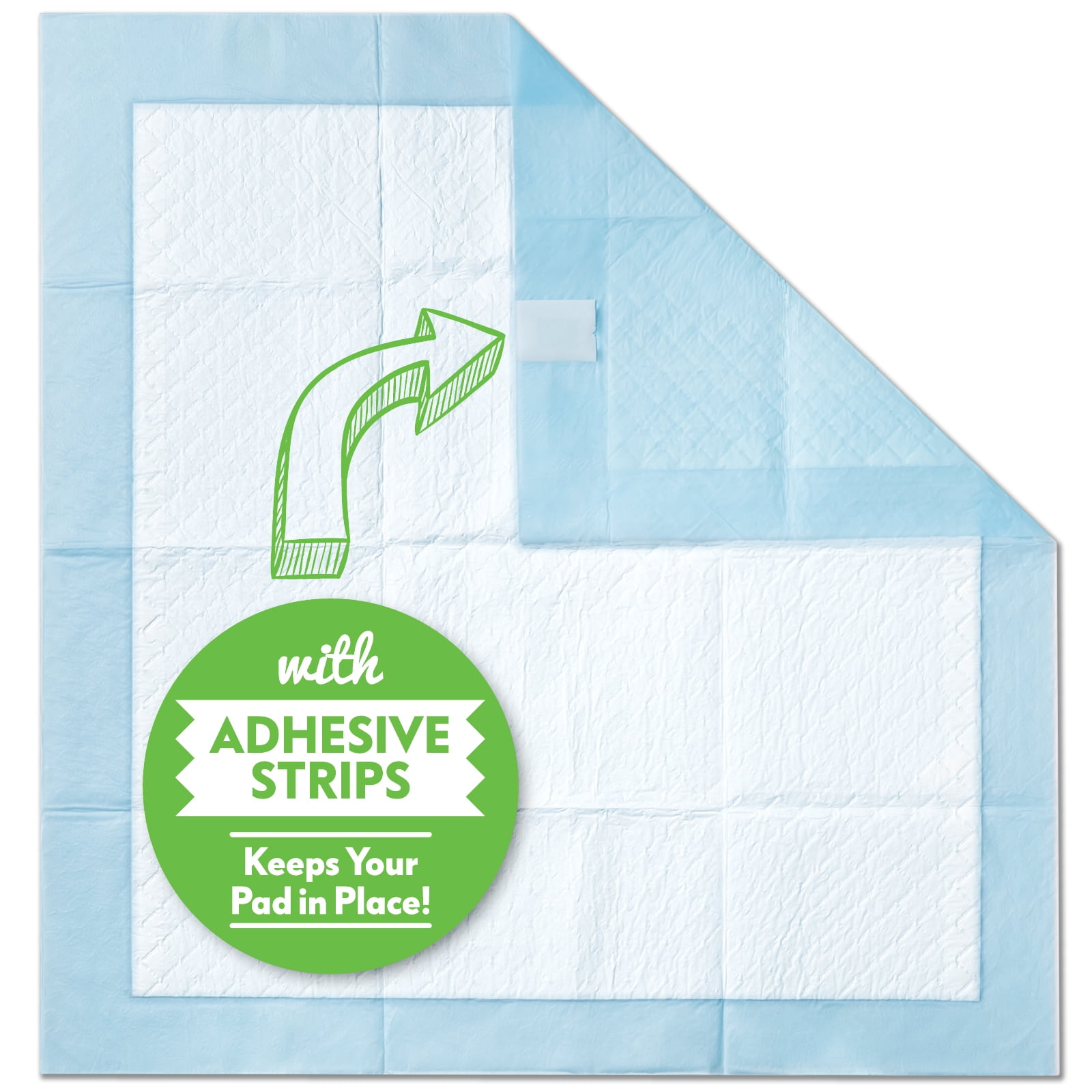 Potty pads store with adhesive