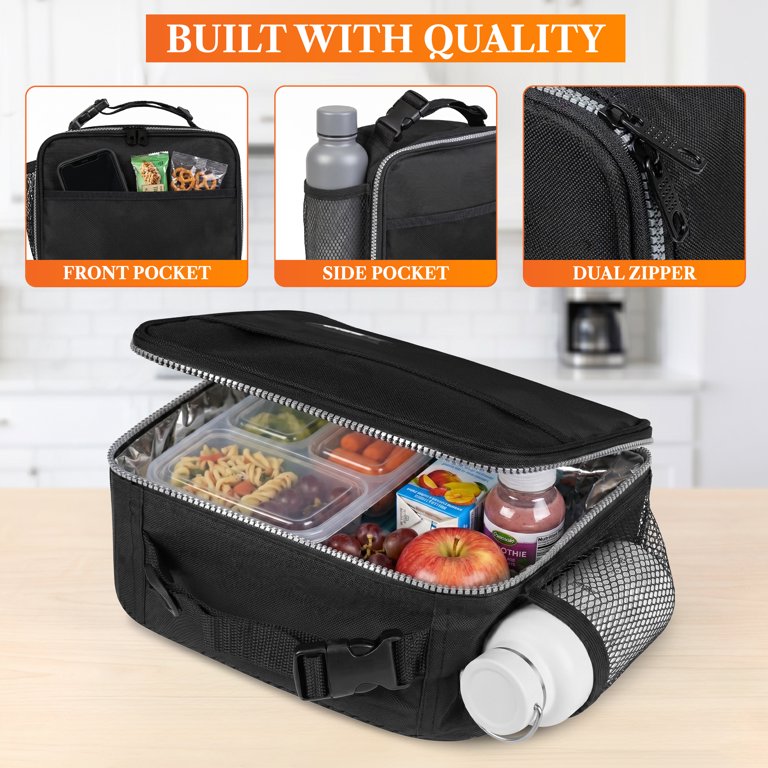 OPUX Insulated Lunch Bag for Kids, Black photo 5
