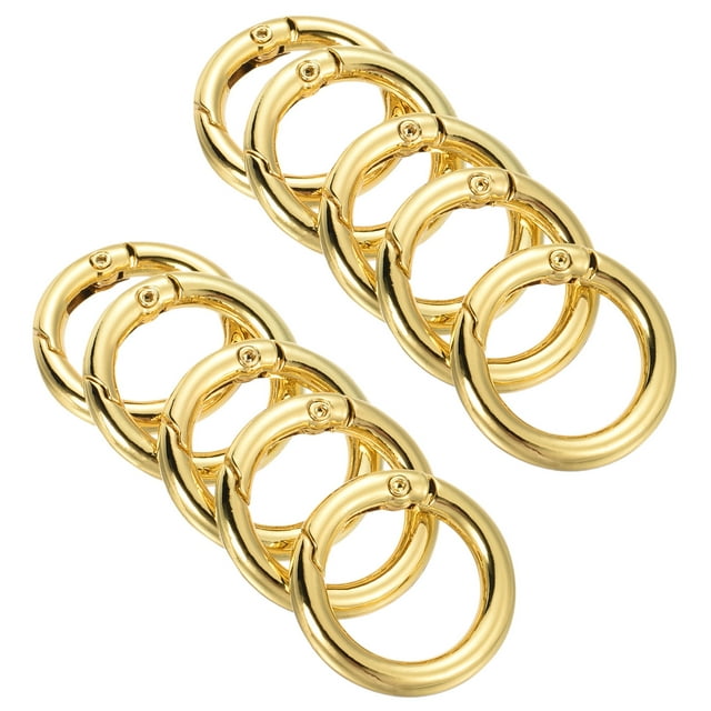 Unique Bargains 25x18x4mm Round Zinc Alloy Spring Gate O Ring Snap Clip Buckle, Gold 10 Pack