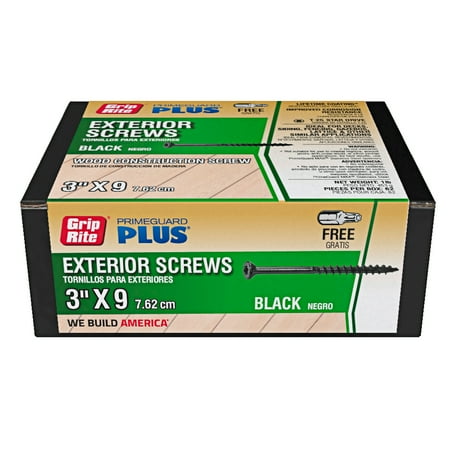Grip-Rite PrimeGuard Plus #9 x 3 in. Black Wood to Wood Deck Screw 1 lb.