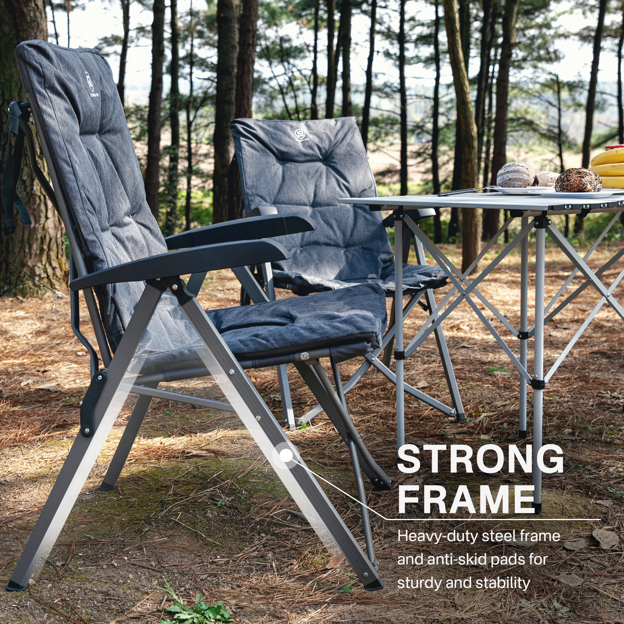Ever Advanced Folding Recliner Camping Chair, Gray photo 8