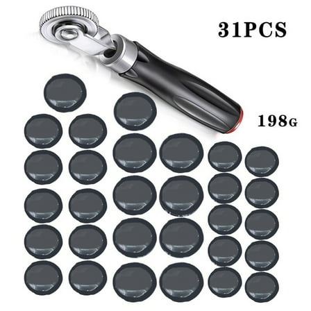 Car 30pcs 3 sizes Truck Tire Repair Rubber Patch Tool Kit 34/42/58mm w/ Roller