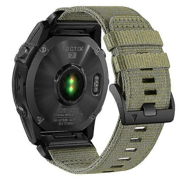 (Army Green)Nylon Canvas Watch Band For Garmin Fenix 7 / Forerunner 965 / 955 / 945 / 935 Quick Release Wrist Strap