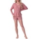 thumbnail image 2 of Conjunto de pijama de waffle para mujer INSPIRE CHIC, conjunto de lounge de punto, blusa de manga larga con botones y pantalones cortos, ropa de casa a juego XL Rosa, 2 of 6