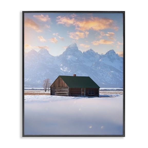 Stupell Industries Rustic Lodge Cabin In The Snowy Tetons Black Framed Giclee Art, 11 x 14, by Jared Kreiss