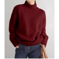 thumbnail image 5 of Womens Mock Neck Sweaters Oversized Chunky Long Sleeve Knit High Low Hem Pullover Top Fall Winter Fashion Red XL, 5 of 9