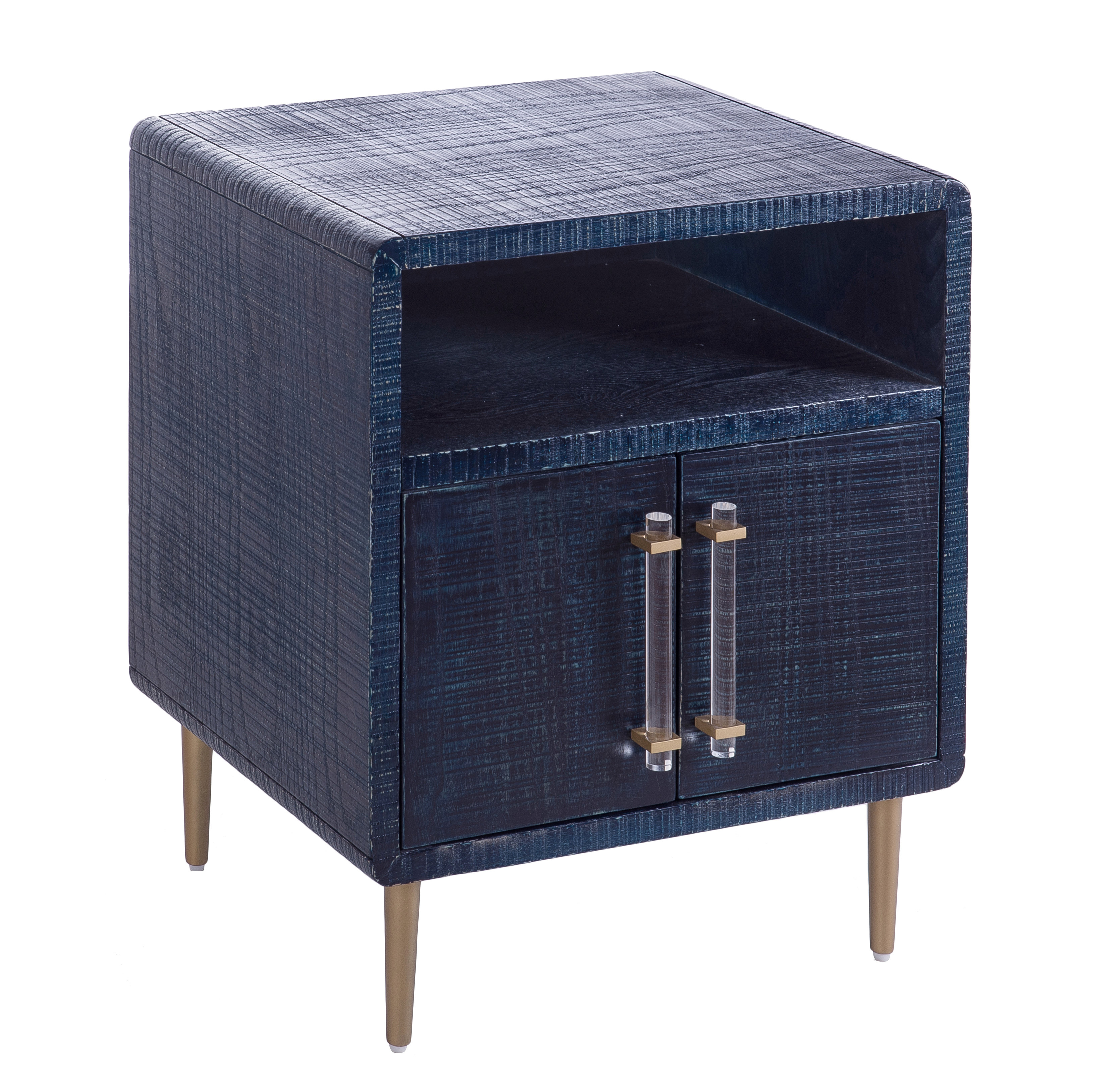 TOV Furniture Marco Textured Indigo Finish Side Table with Brass Legs - image 3 of 9