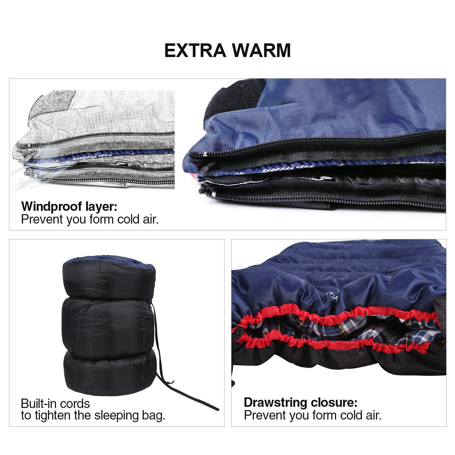 REDCAMP Cotton Lined Sleeping Bag for Adult Flannel Compact Sleeping Bag for Camping Fishing 3-4 Season Could Weather Winter