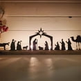 thumbnail image 4 of Fiudx Belén, Decoración Navideña de Metal Negro, Base de Madera con Luz de Estrella, Adorno Religioso de Mesa, Decoración Navideña para Interiores, Idea de Regalo Original, Tamaño 50 X 8,3 Cm, 4 of 6