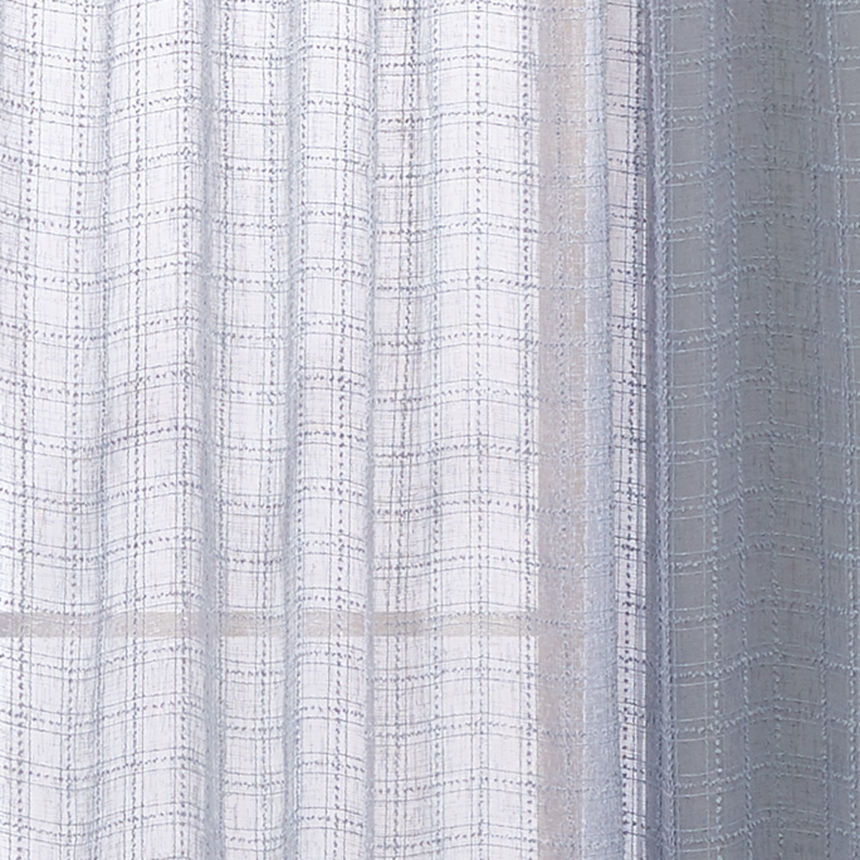 Better Homes & Gardens Sheer Windowpane Stitch Tie Top Single Curtain Panel, Soft Silver, 50" W x 108" L