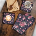 thumbnail image 5 of Pioneer Flower Kitchen Oven Mitt and Pot Holder Sets 4 Pcs for Baking, Cooking and Grilling, Heat Resistant Up To 392 °F, 5 of 7