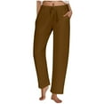 thumbnail image 2 of Roncen Women's Solid Color Jogger Pants - Sporty Casual Elastic Waist Trousers with Drawstring & Wave Crease Pockets, 2 of 7