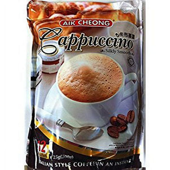 NineChef Bundle Aik Cheong Malaysia Cappuccino Silkly Smooth(12 Sachets) (1 Bag)   1 NineChef Spoon