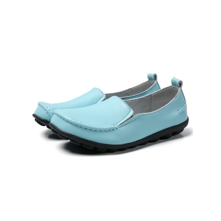 Woobling Womens Comfort Casual Loafers Slip on Leather Work Walking Moccasin Shoes