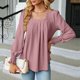 thumbnail image 2 of Blusa de mujer con cuello cuadrado y mangas abullonadas - Top informal con pliegues en la parte delantera - Rayón/poliéster/spandex - S-XXL - Trabajo/cita/salida nocturna, 2 of 4