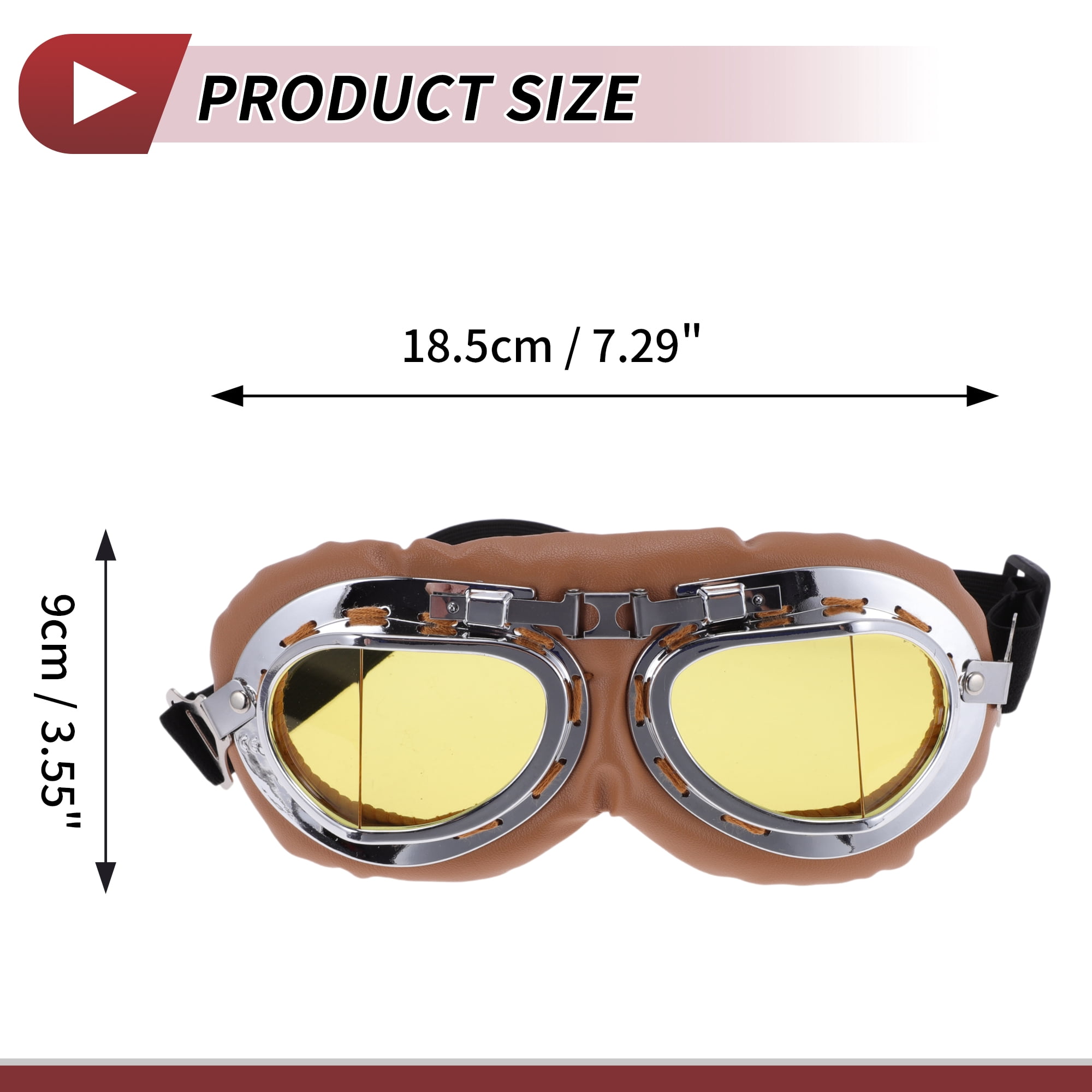 Unique Bargains 1 Set Motorcycle Riding Goggles Foldable PC PU Sponge Outdoor Sports Sunglasses for Motocross Dirt Bike ATV Yellow Lens Brown Frame