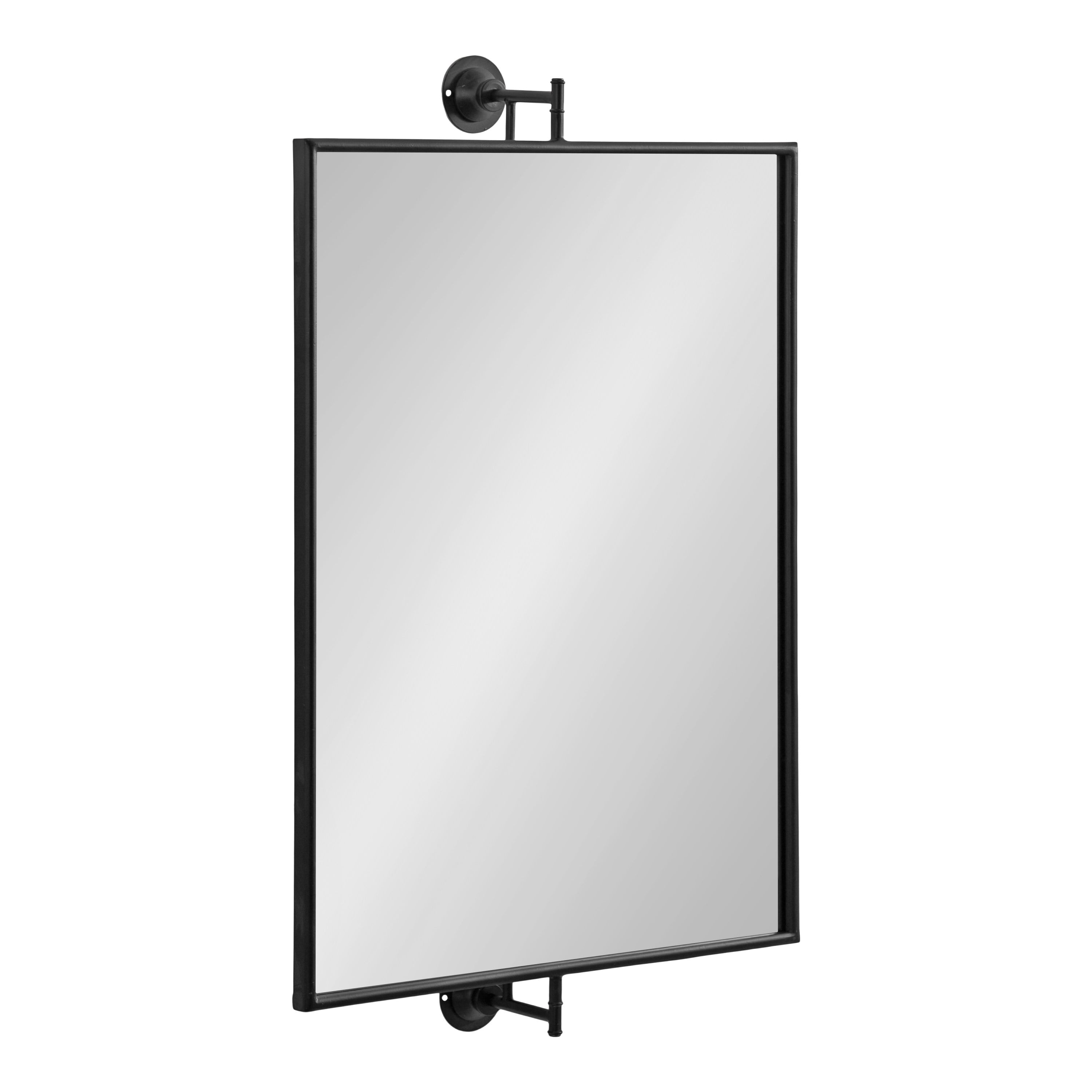 Kate and Laurel Darbridge Farmhouse Rectangle Pivot Mirror, 24 x 40, Black, Vintage Adjustable