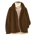 thumbnail image 4 of Womens Sherpa Jacket Winter Warm Soft Jacket Soft, Cozy, Long Sleeve, Pockets, Winter Wear, Casual (Brown XXL), 4 of 5
