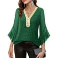 thumbnail image 6 of Ounisa Women's Ruffle 3/4 Sleeve Sparkly Tops Sequin V Neck Blouses Dressy Fall Shirts, 6 of 9